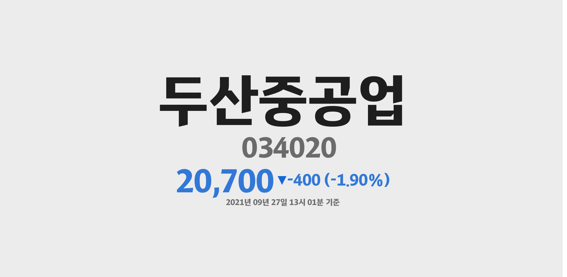 두산중공업 2021-09-27 13:01:41.195284기준 주가