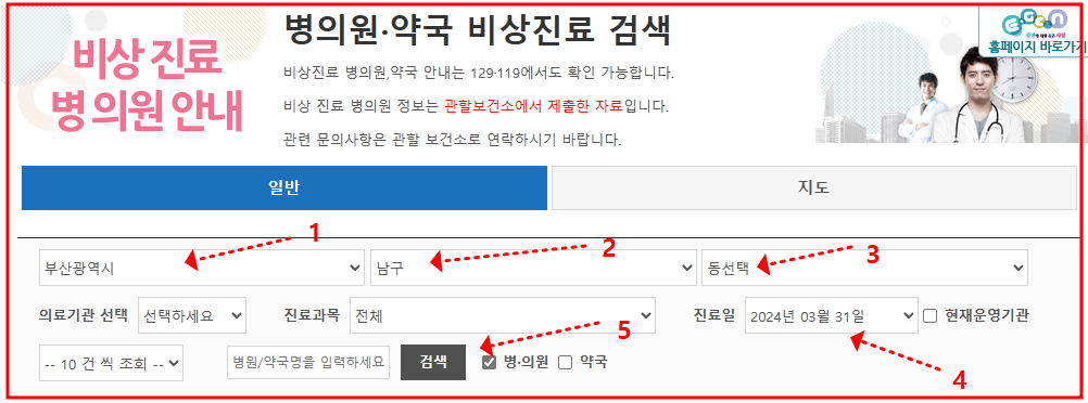 부산광역시 남구 주민이 병원을 찾는다