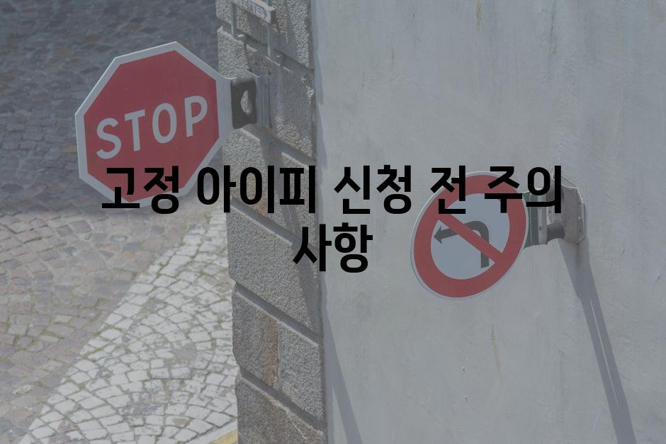 고정 아이피 신청 전 주의 사항