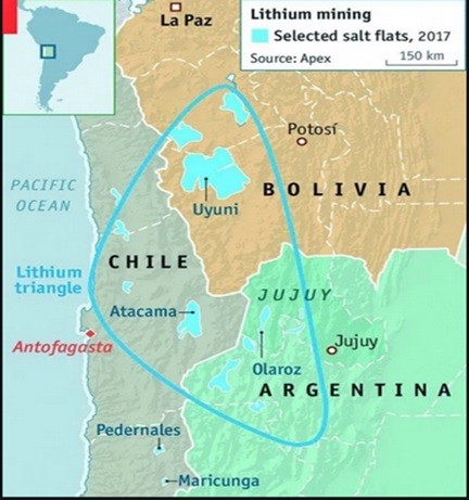 그림 5. 남미의 리튬 삼각형 일대