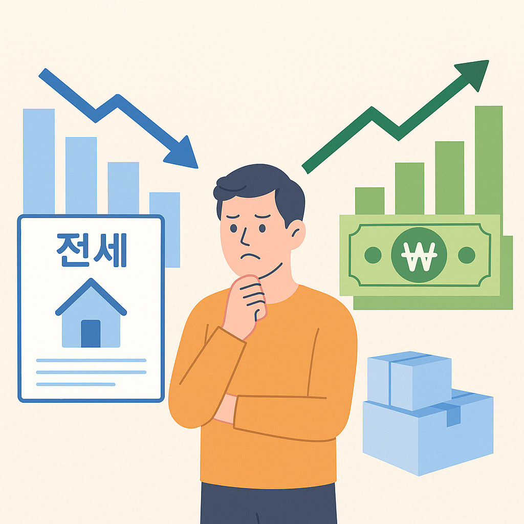 전세는 줄고 월세는 오르는 2025년 서울 전월세 흐름, 실거주 고민을 보여주는 인포그래픽 이미지