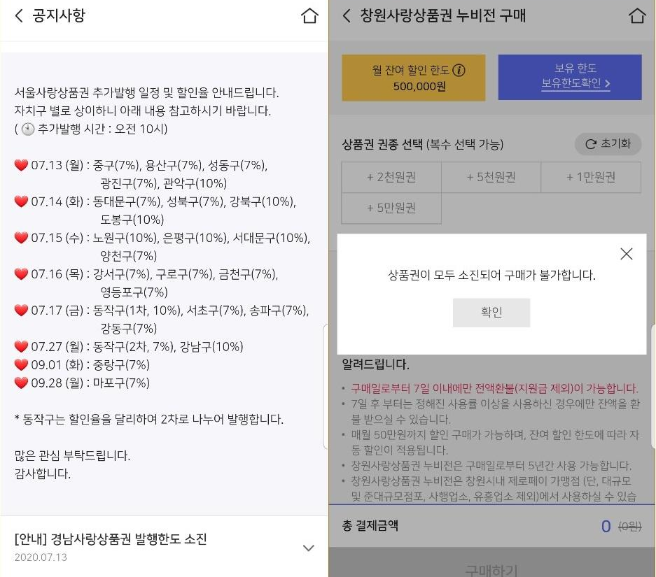  서울사랑상품권 등 지역사랑상품권 할인율 및 인기가 높은 이유