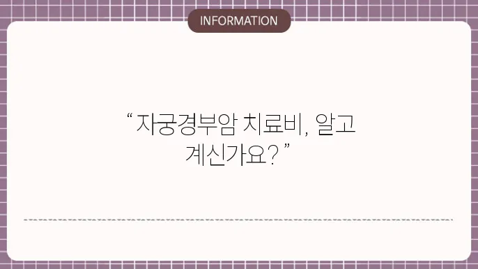 자궁경부암1기 복강경 수술비용: 초기 치료비용 안내