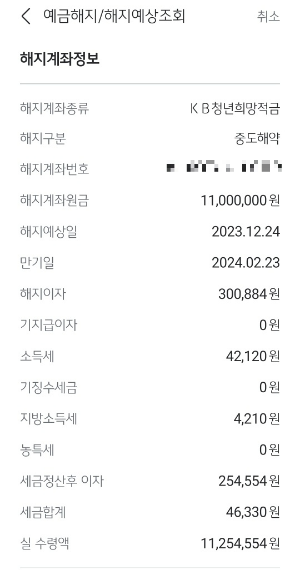 청년희망적금 중도해약