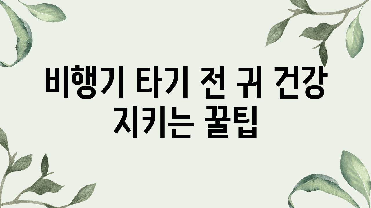 비행기 타기 전 귀 건강 지키는 꿀팁