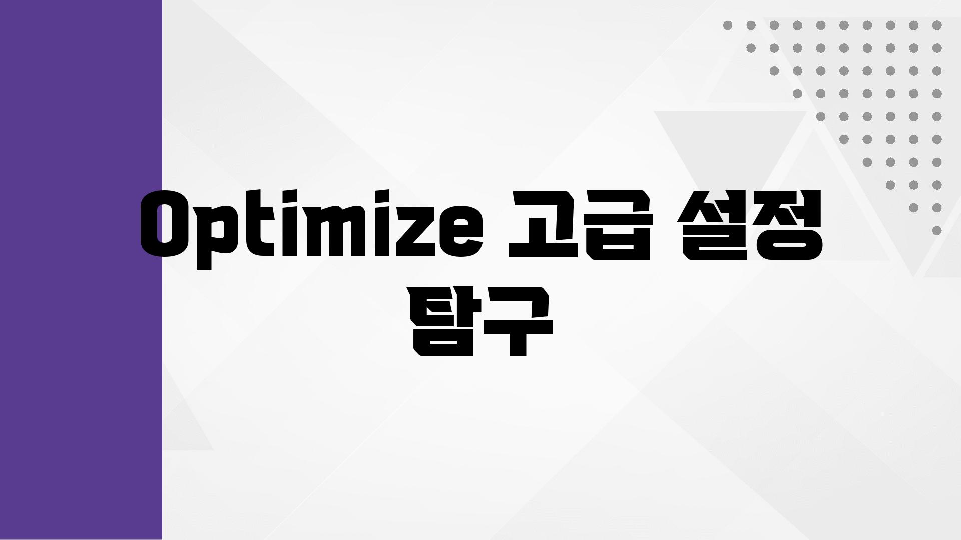 Optimize 고급 설정 비교