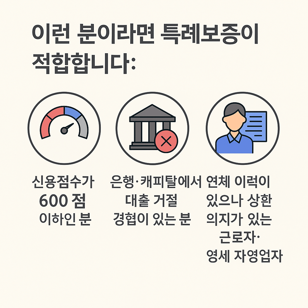 신용불량자, 저신용자, 최저신용자, 금융취약계층, 연체자, 채무조정 대상자, 햇살론 유스, 특례보증, 정부보증 대출, 청년 대출, 무직자 대출
