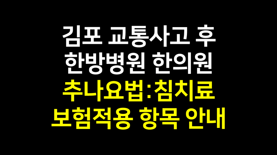  김포 교통사고 후 병원 : 한의원 추나요법, 침 치료 비용 보험적용 항목 안내