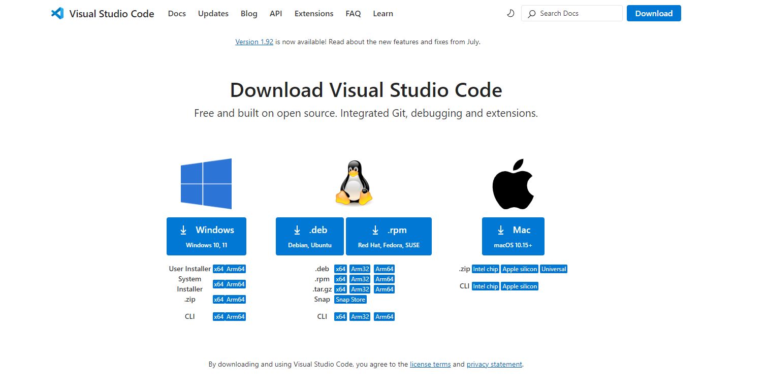 Visual Studio Code 다운로드 화면