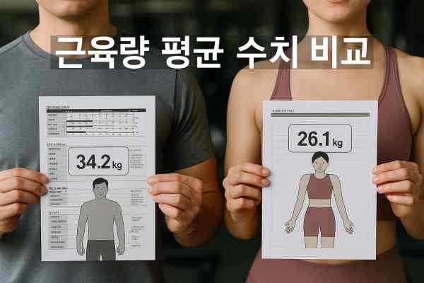 남성과 여성의 체성분 인바디 수치 비교 화면