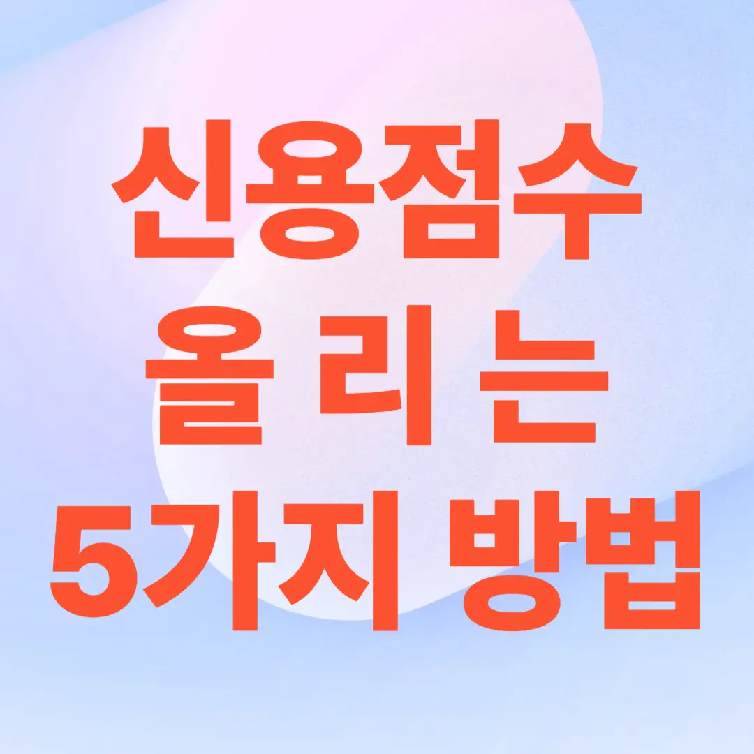 신용점수 올리는 현실적인 방법 5가지