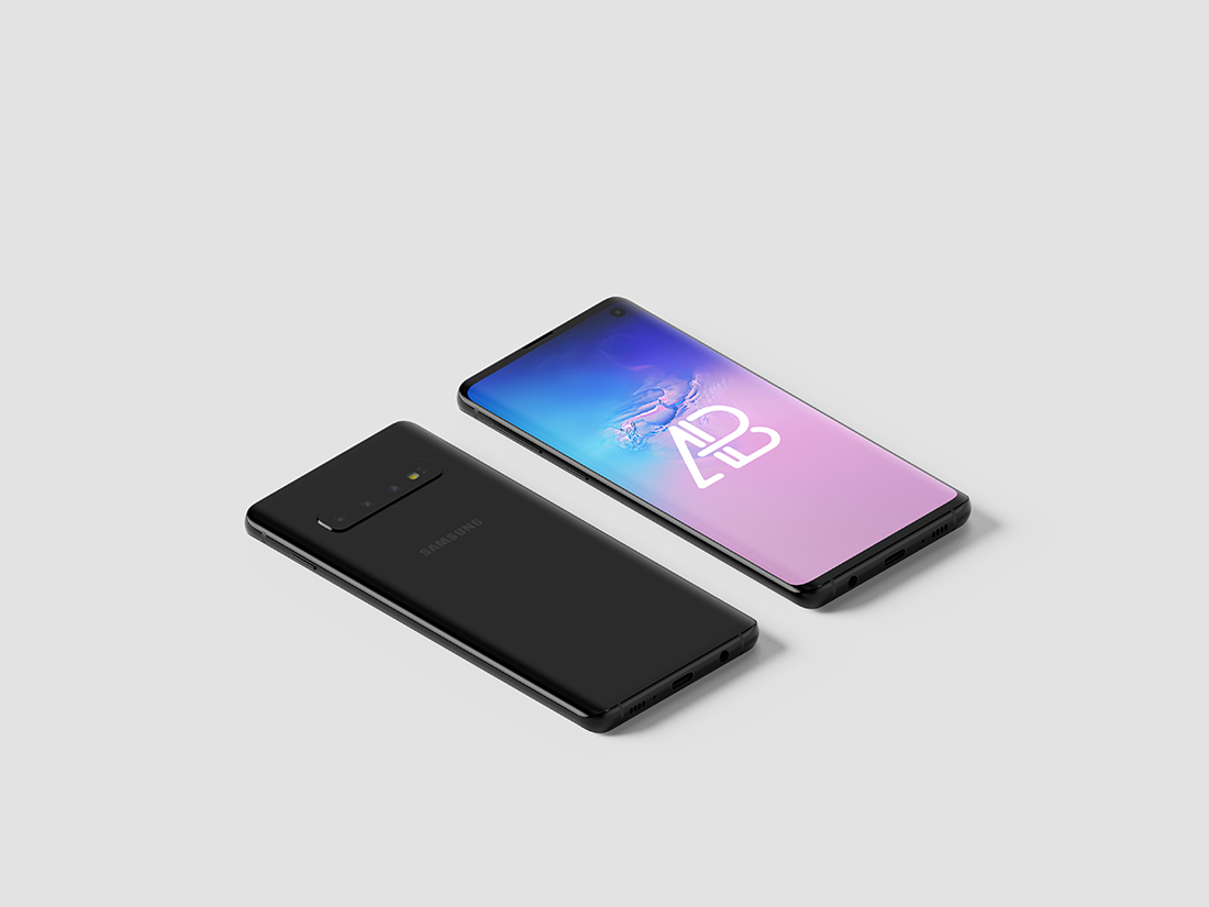 Samsung Galaxy S10 Isometric Mockup Vol.2(삼성 갤럭시 S10 등축 목업)