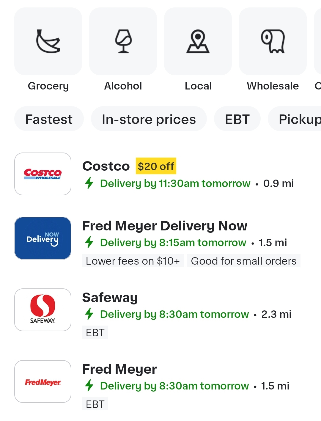 Instacart 배달 예상 시간