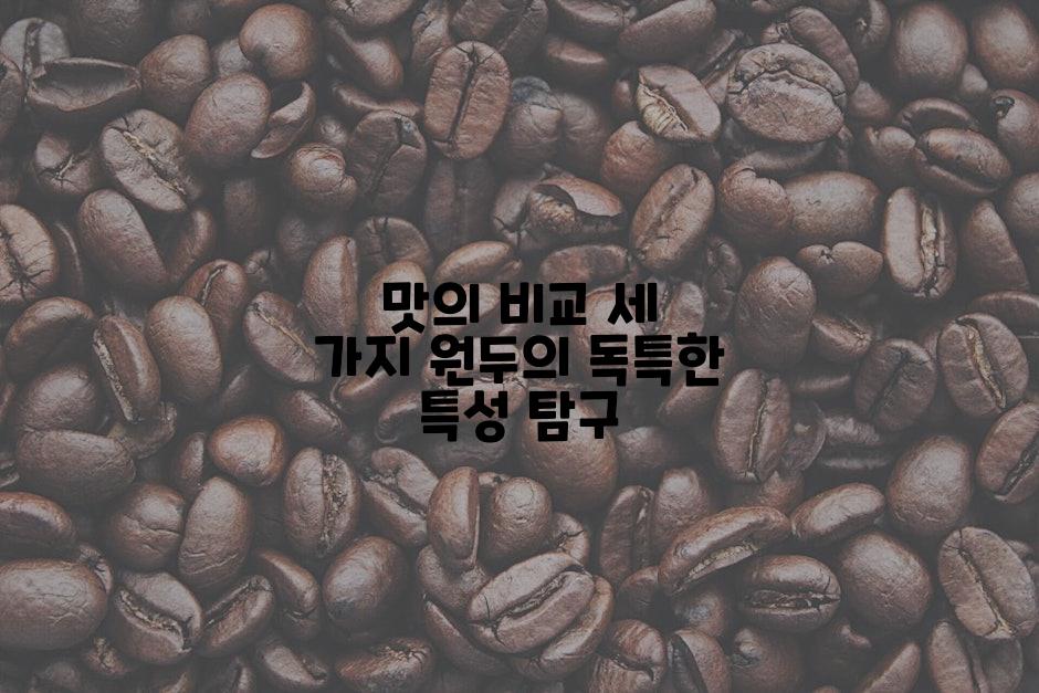 맛의 비교 세 가지 원두의 독특한 특성 탐구