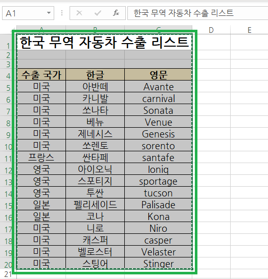 복사할 범위를 Ctrl + C를 눌러서 복사