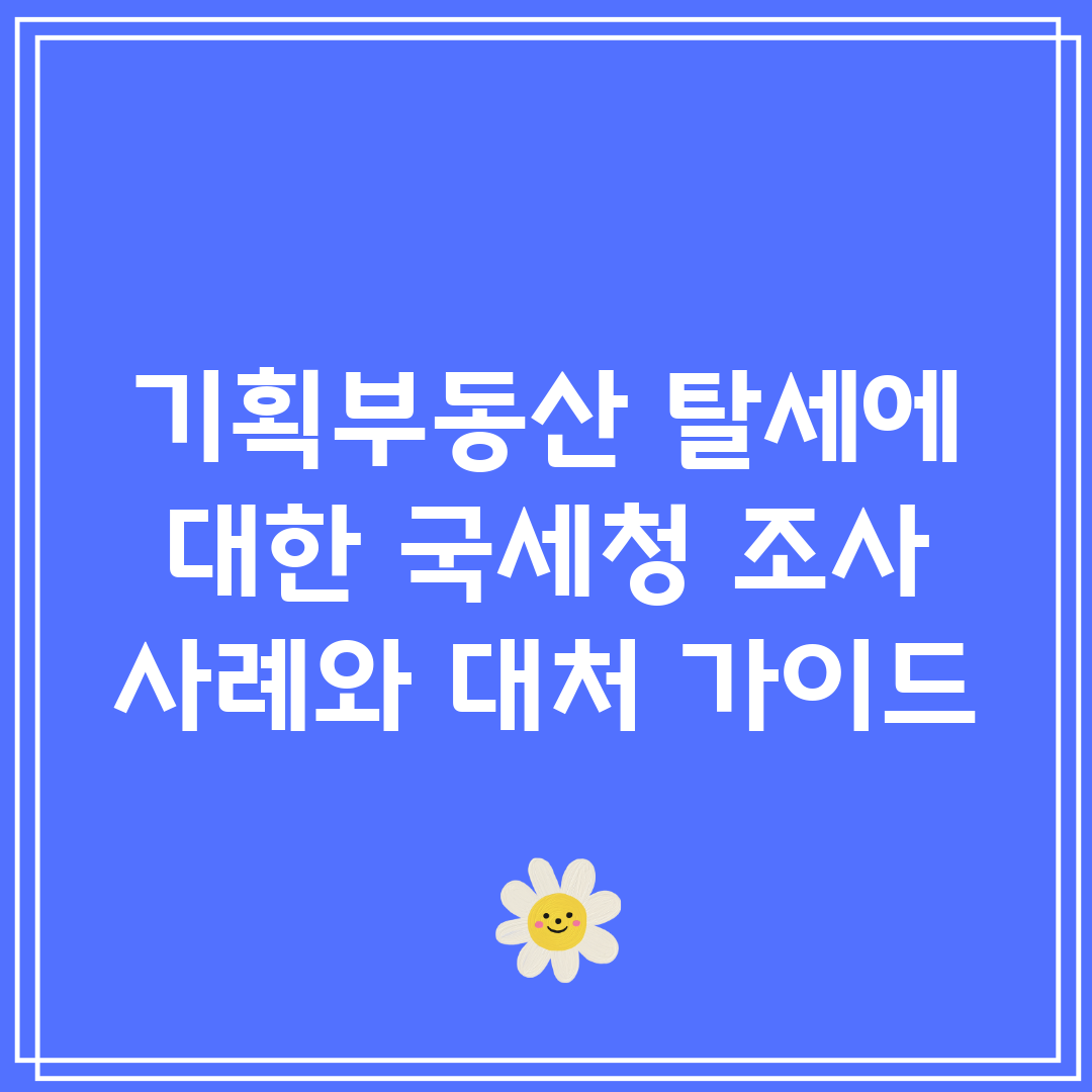 기획부동산 탈세에 대한 국세청 조사 사례와 대처 가이드