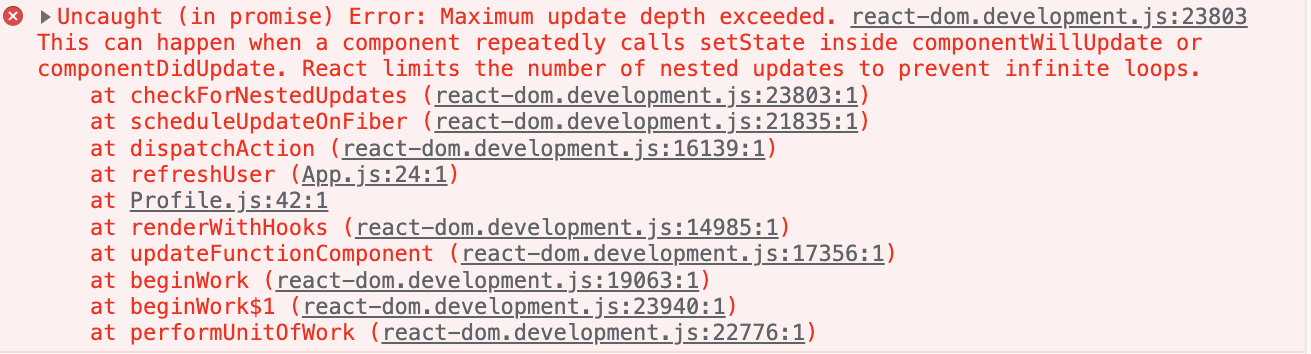 This is error log of&quot; Maximum update depth exceeded&quot;