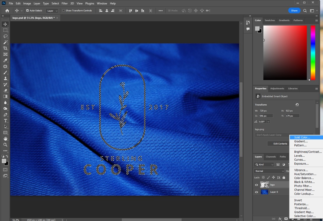 Solid Color를 선택하는 사진