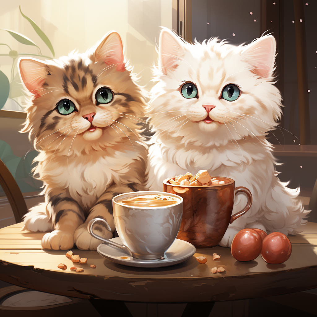 Cat drinking cappuccino