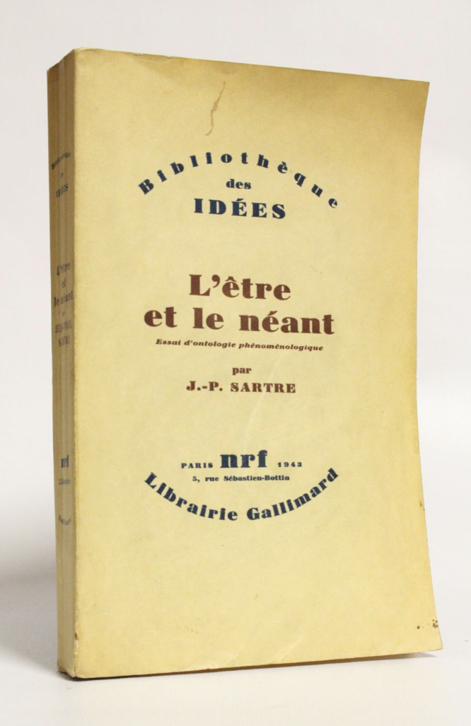 Jean-Paul SARTRE

L&#39;&ecirc;tre et le n&eacute;ant. Essai d&#39;ontologie ph&eacute;nom&eacute;nologique

Gallimard&#44; Marseille 1943&#44; 14x22&#44;5cm&#44; broch&eacute;.