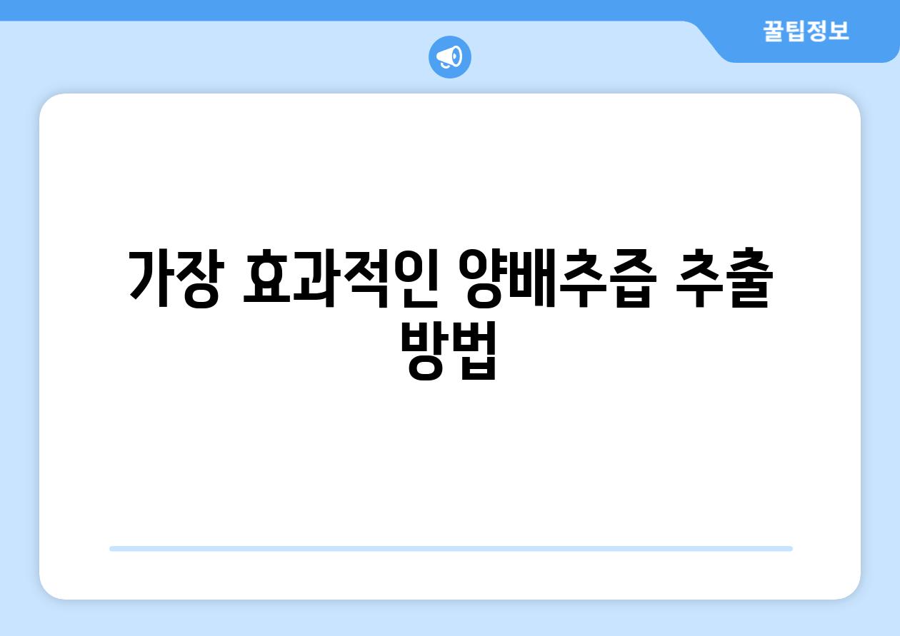 가장 효과적인 양배추즙 추출 방법