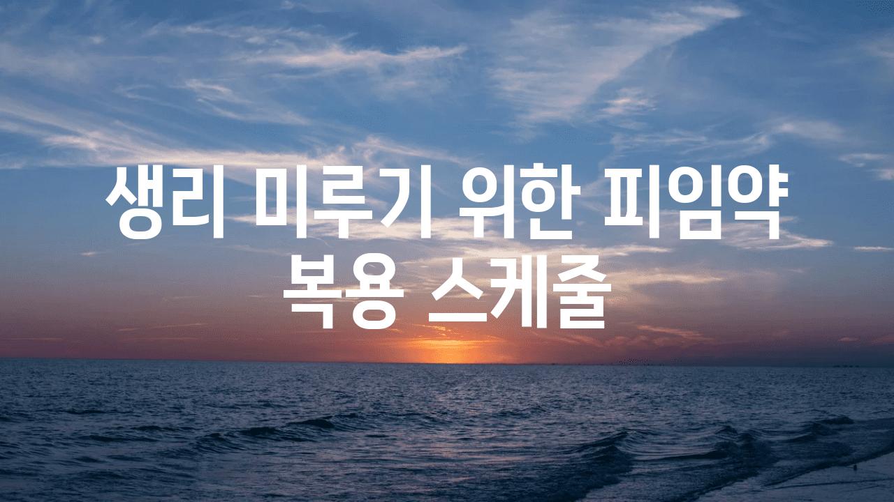 생리 미루기 위한 피임약 복용 스케줄