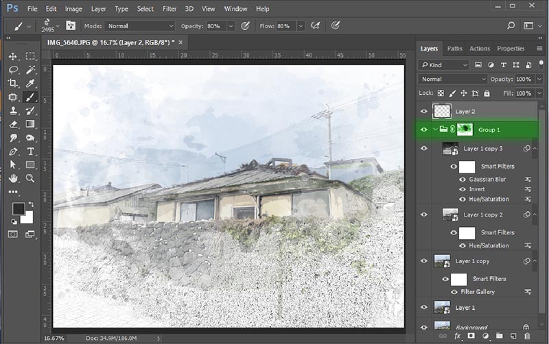 adobe-photoshop-포토샵-수채화-완성