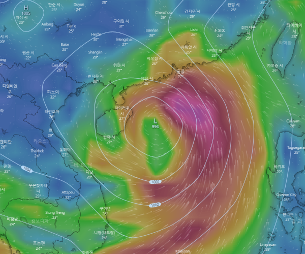 윈디닷컴-GFS_돌풍-예측모델-중국-하이난섬-태풍-발생가능성-7호태풍-무란
