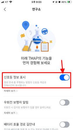 신호등 정보 표시 활성화