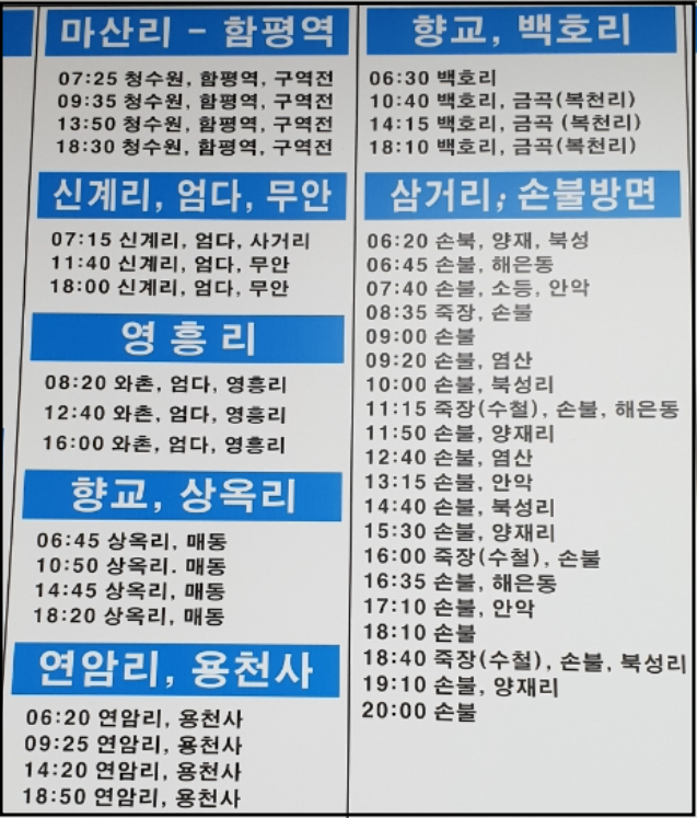 함평공용버스터미널-마산리신계리엄다무안영흥리