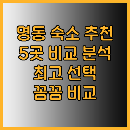 명동 숙소 고민 끝 최고의 선택 5곳