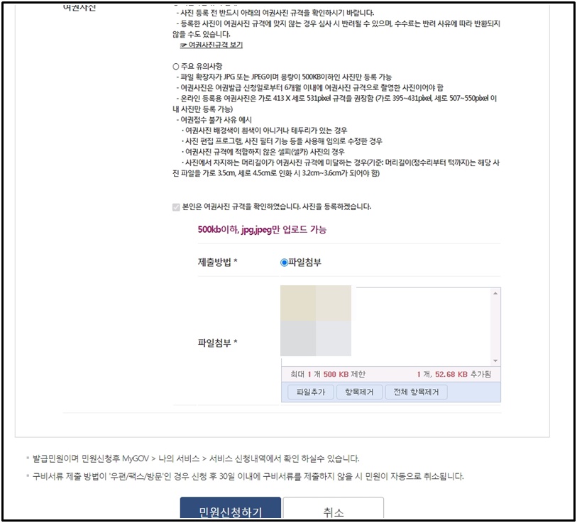온라인으로 여권재신청