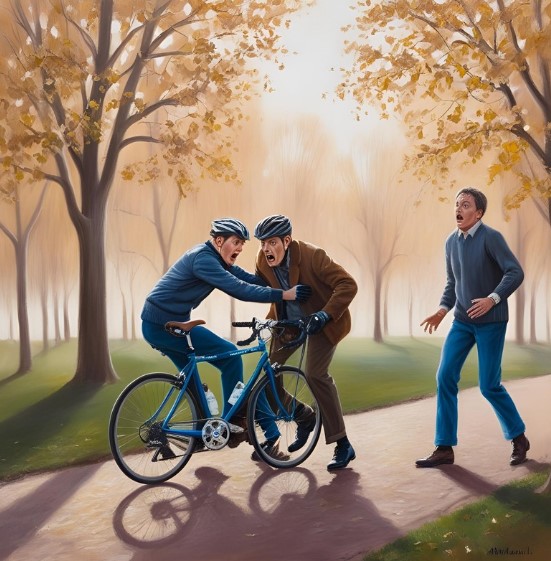 길에서 자전거 사고나는 그림