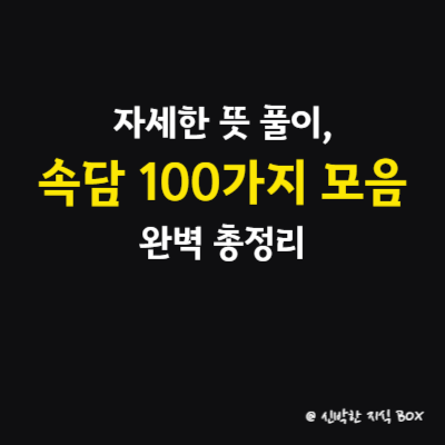 자세한 뜻 풀이&#44; 속담 100가지 모음 완벽 총정리