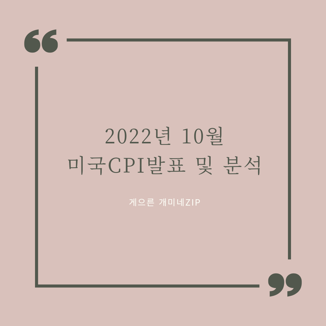  미국 10월 CPI 발표 및 분석