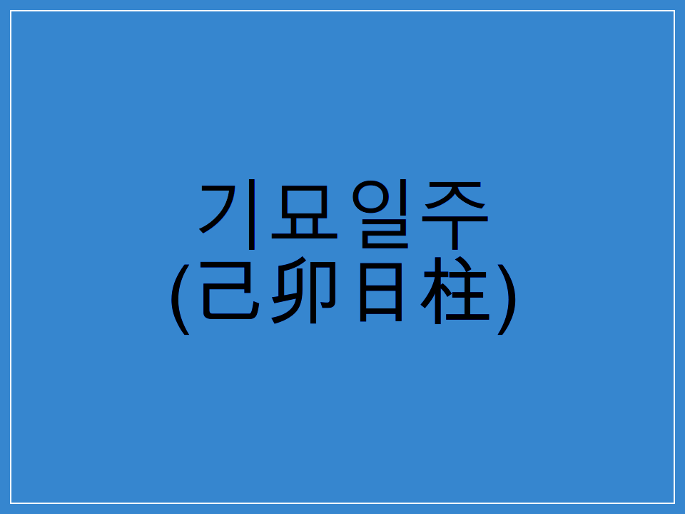  기묘일주(己卯日柱) 일주론 요약