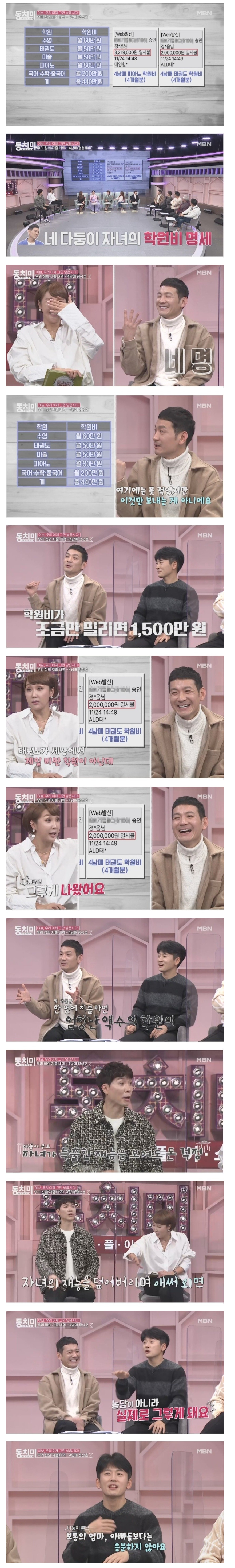  연예인 자녀 4남매 학원비 지출내역