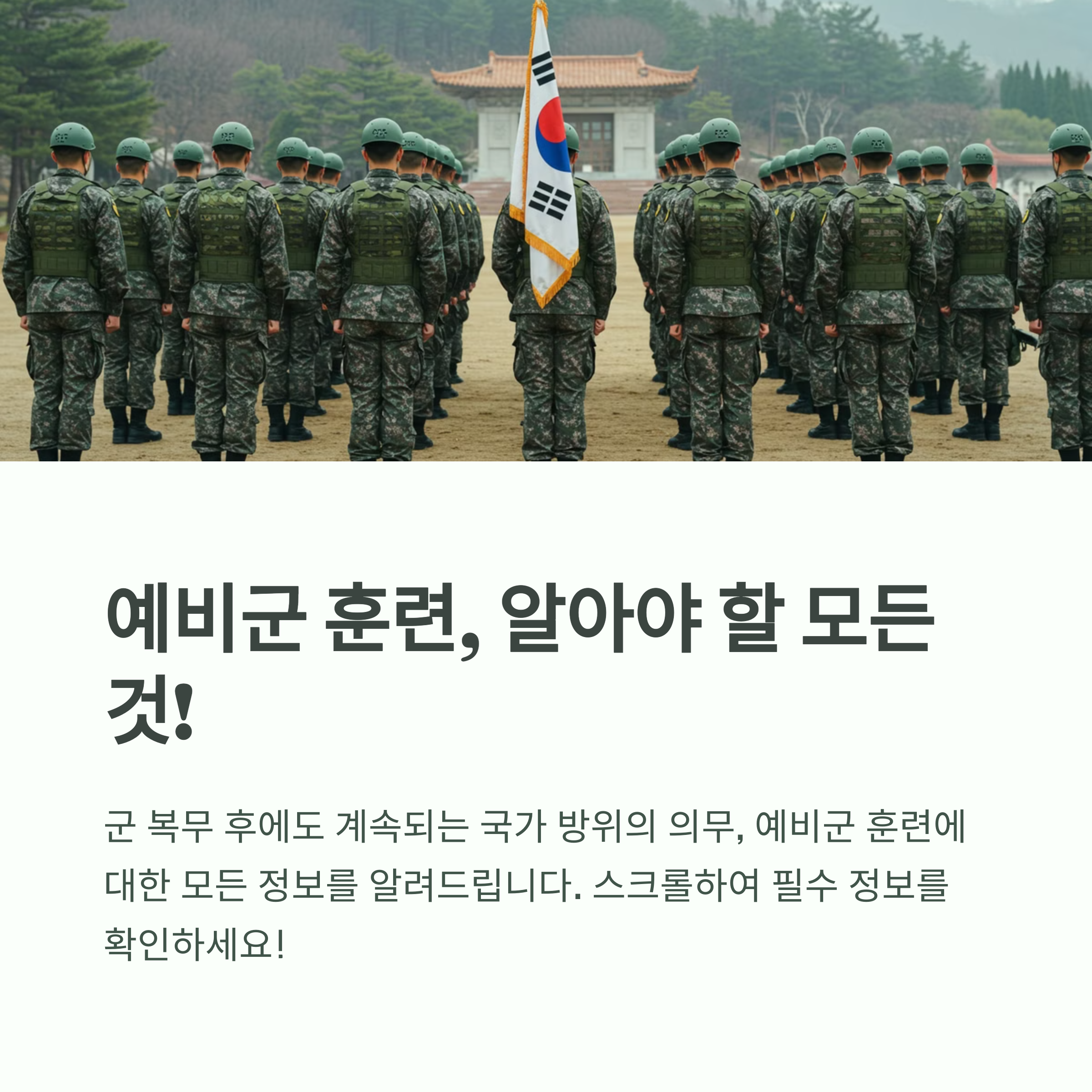 예비군 기간 단계별 훈련 내용 동원훈련 지역예비군 총정리