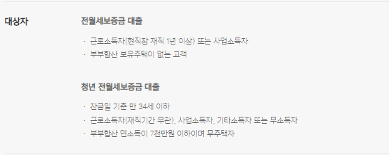 카카오뱅크 전월세보증금 대출 대상자