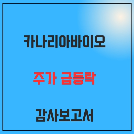 카나리바이오 주가 변동, 감사보고서 평가는? 1