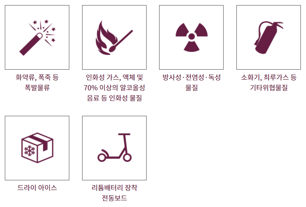 항공기 반입금지 물품