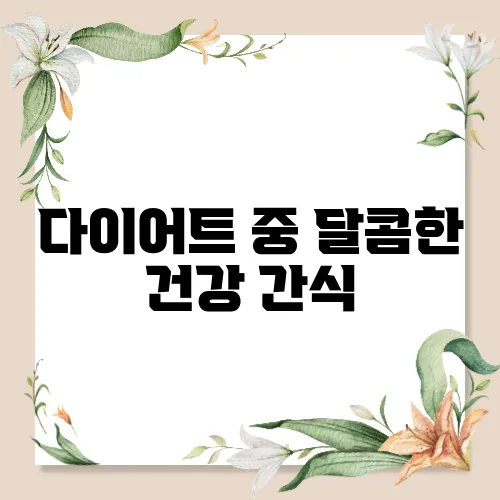 다이어트 중 달콤한 건강 간식