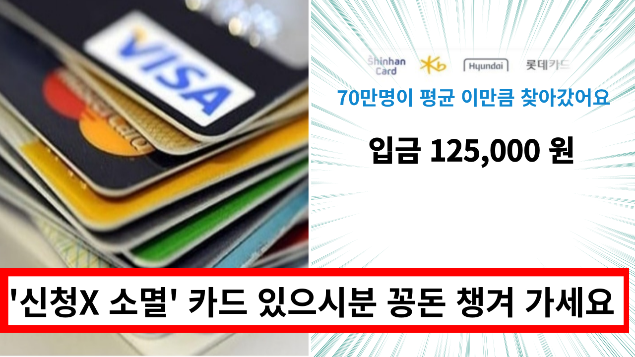  '안받으면 사라져요' 카드 있으시분 꽁돈 챙겨 가세요 저도 18만원 받았습니다.