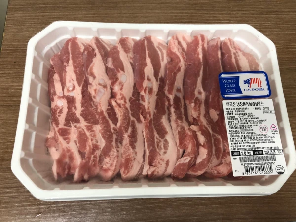 코스트코 미국산 냉장 삼겹살 3kg 포장된 모습