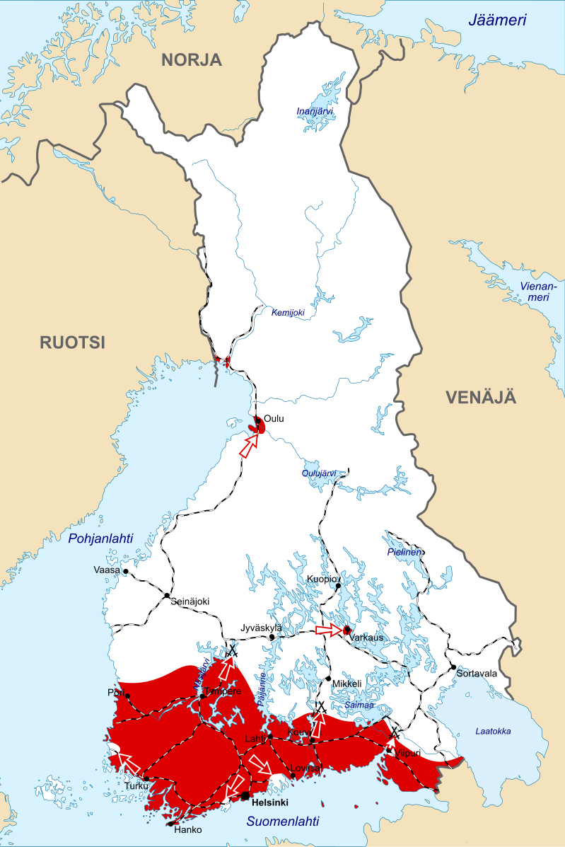 핀란드 내전 지도