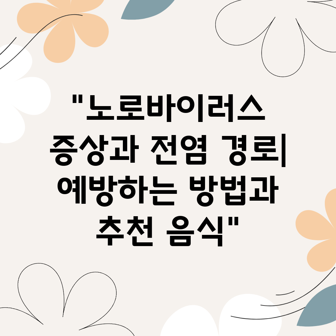 노로바이러스 증상과 전염 경로 예방하는 방법과 추천 음