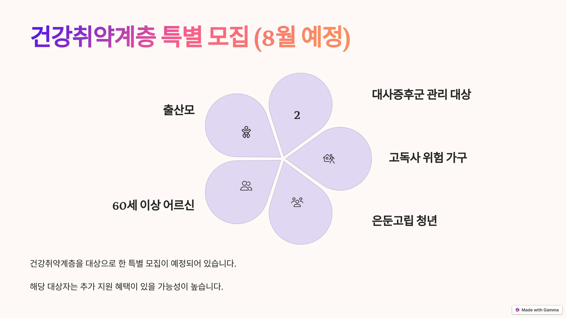 건강취약계층 특별 모집