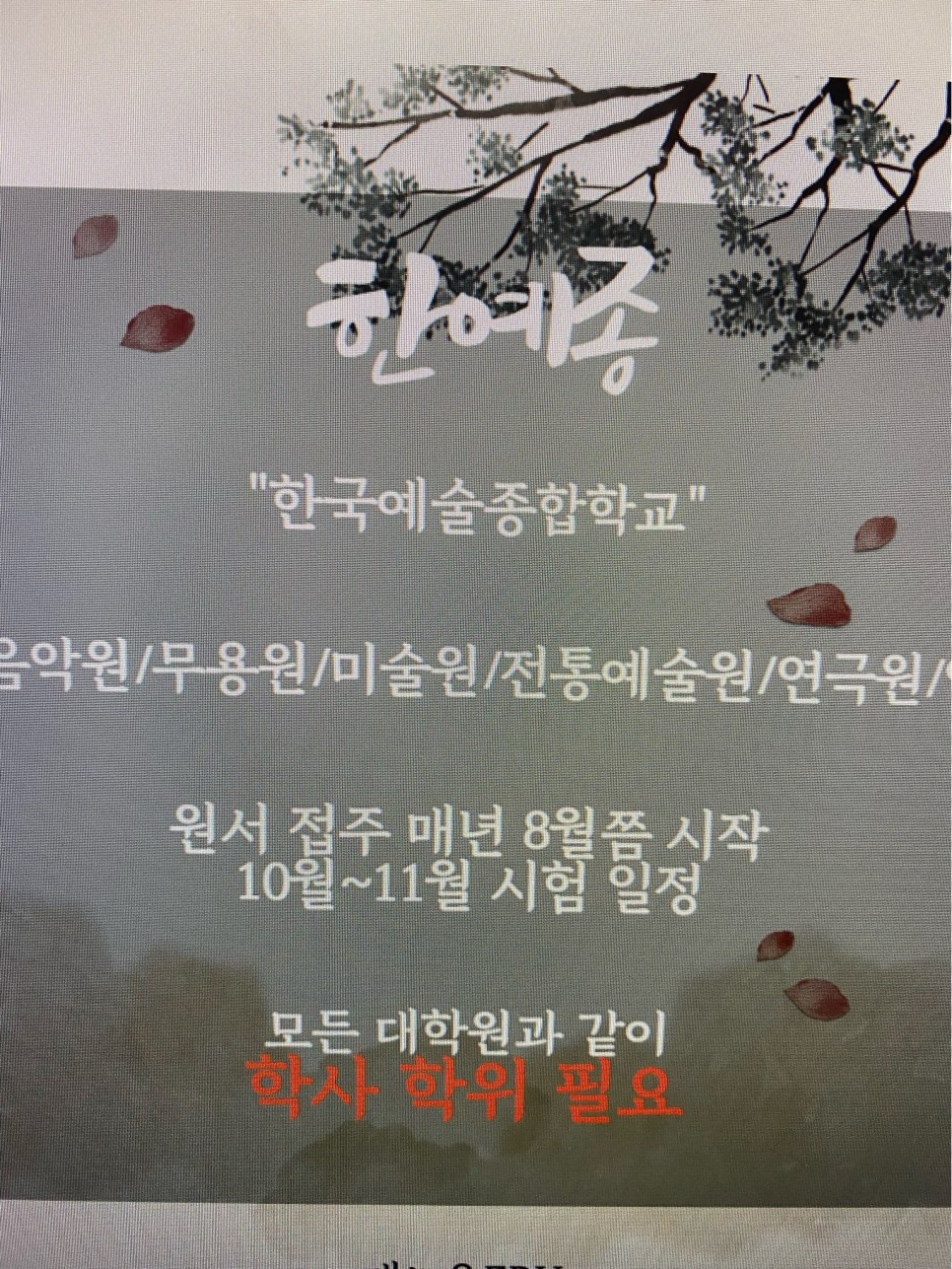 입시 준비 없이 입학하는 한예종 대학원 8