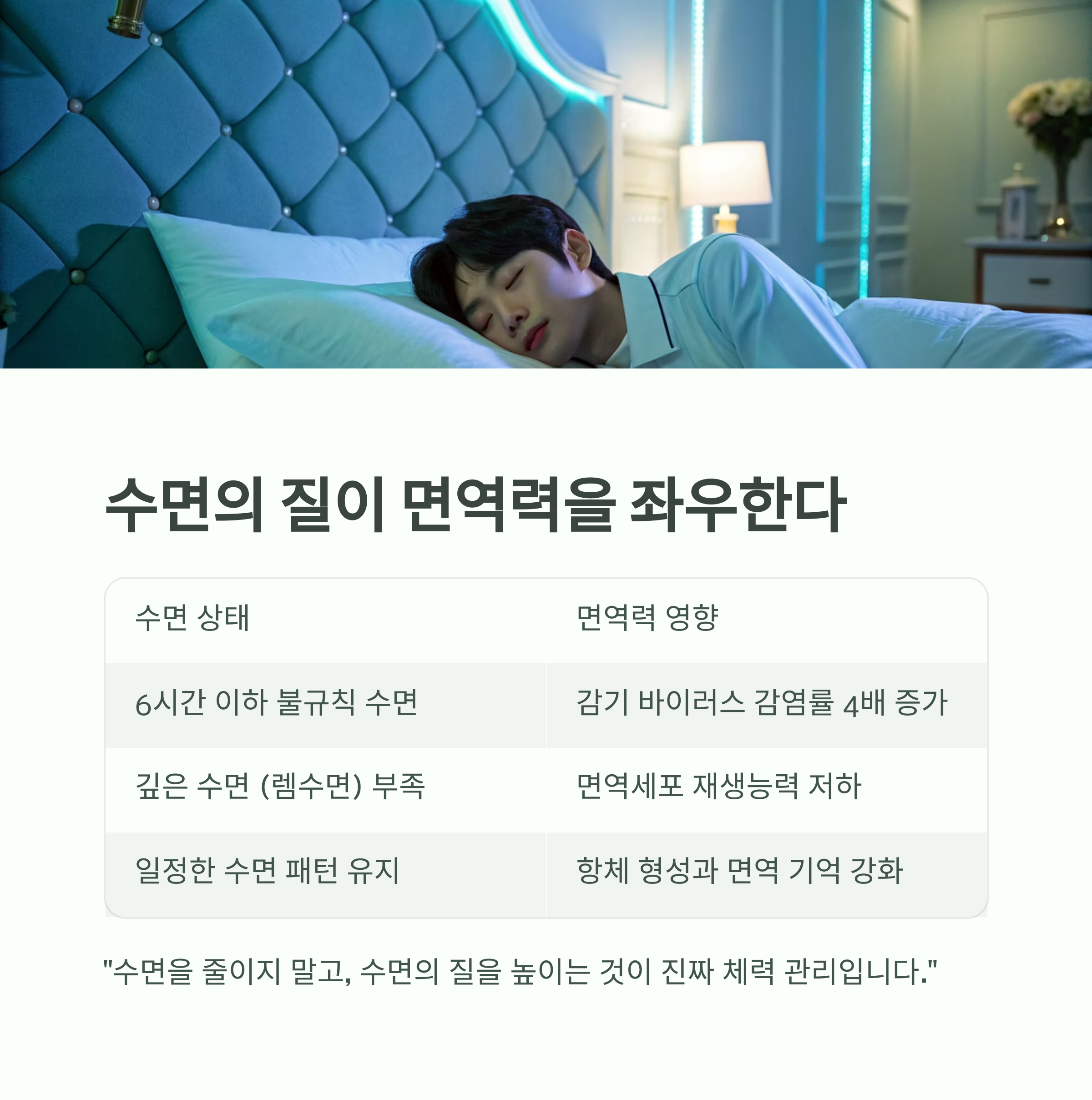 면역력 바닥났다면? 체력을 확 끌어올리는 생활 비결 - 쉽게 지치고 잔병치레가 많다면, 지금이 체력 회복의 골든타임입니다 - 5. 수면의 질, 면역력과 직결됩니다 면역력 바닥났다면? 체력을 확 끌어올리는 생활 비결 - 쉽게 지치고 잔병치레가 많다면, 지금이 체력 회복의 골든타임입니다 - 5. 수면의 질, 면역력과 직결됩니다