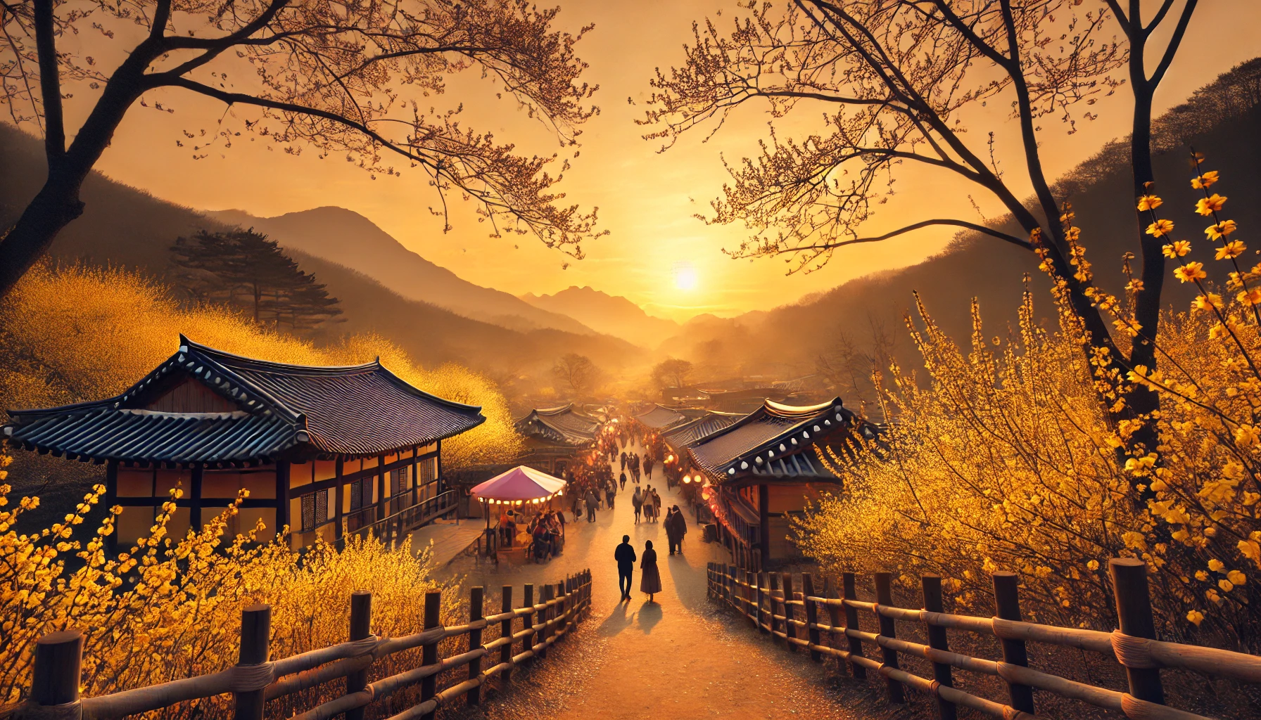 구례 산수유마을을 가득 메운 노란 꽃과 고택들이 어우러진 산수유꽃축제 전경 